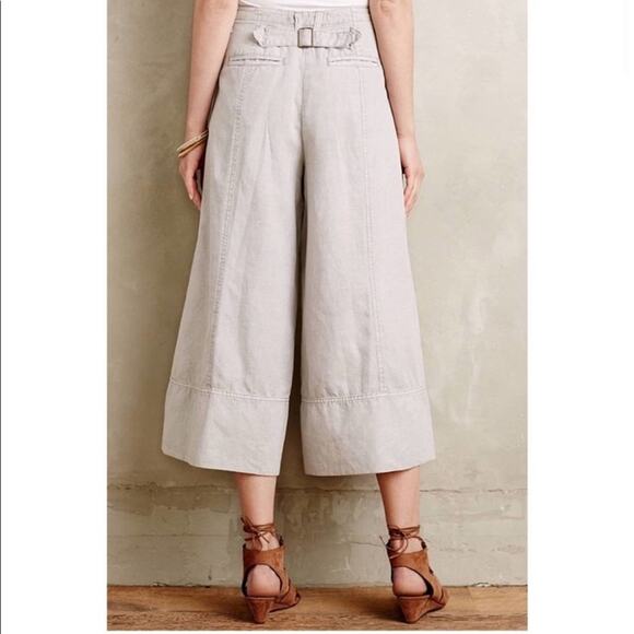 Anthropologie Cartonnier Wide Leg Linen Blend Cropped Pants - Picture 2 of 9